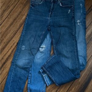 Girls Blue Distressed Stretch Jeans size 13-14 Lot of 2